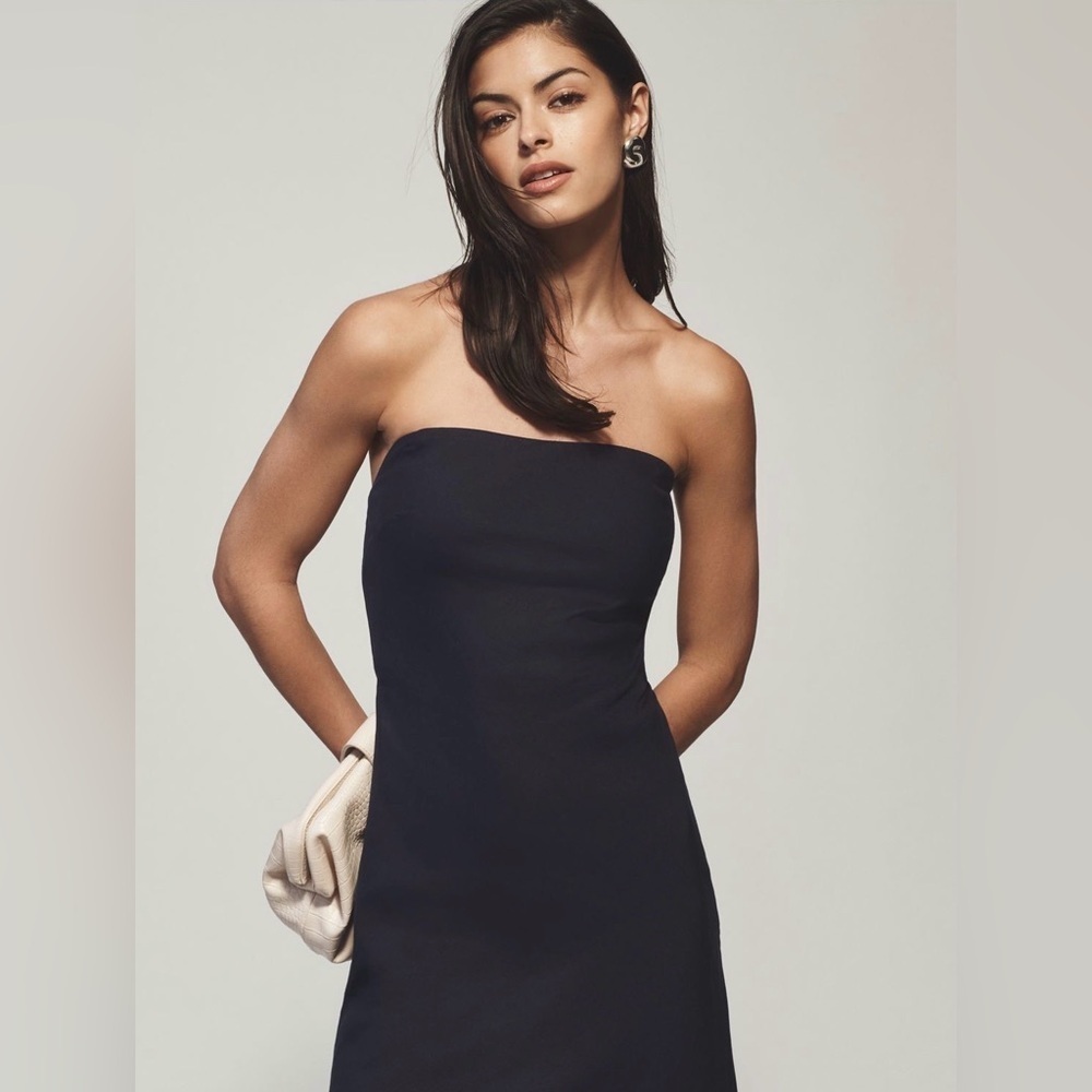 Anthropologie The Tilda Linen Blend Dress Mini Edition color Nightfall large NWT